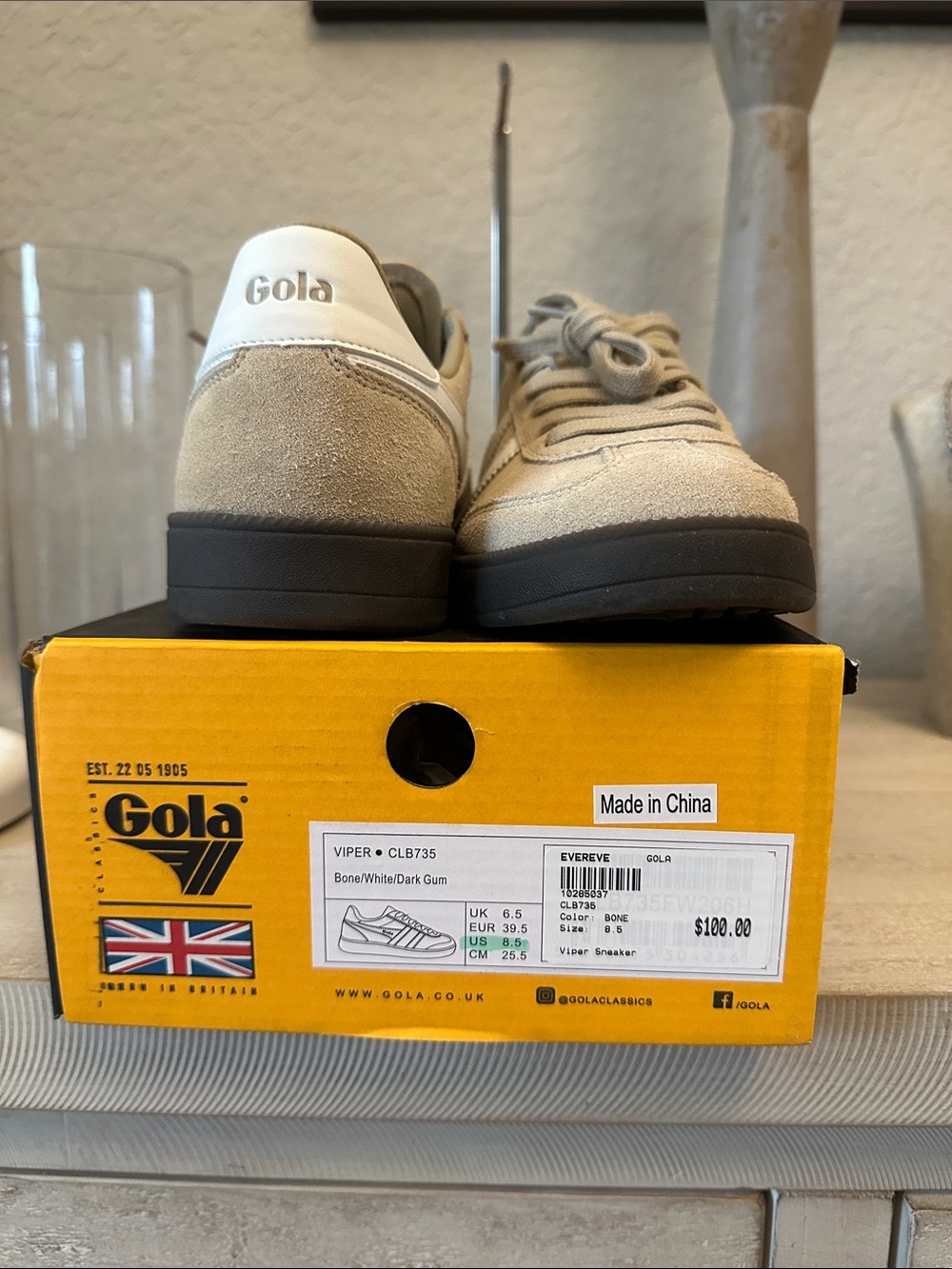 Gola women’s Bone/White/dark gum Viper Classic Trainers 8.5M - Picture 8 of 8